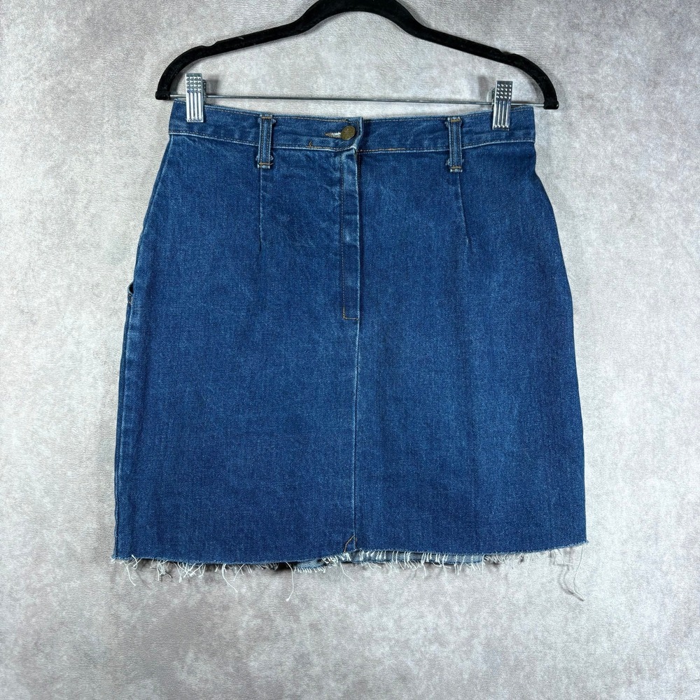 Vintage American Profile Jeanswear Pencil Skirt Womens 12 Denim Raw Hem Casual
